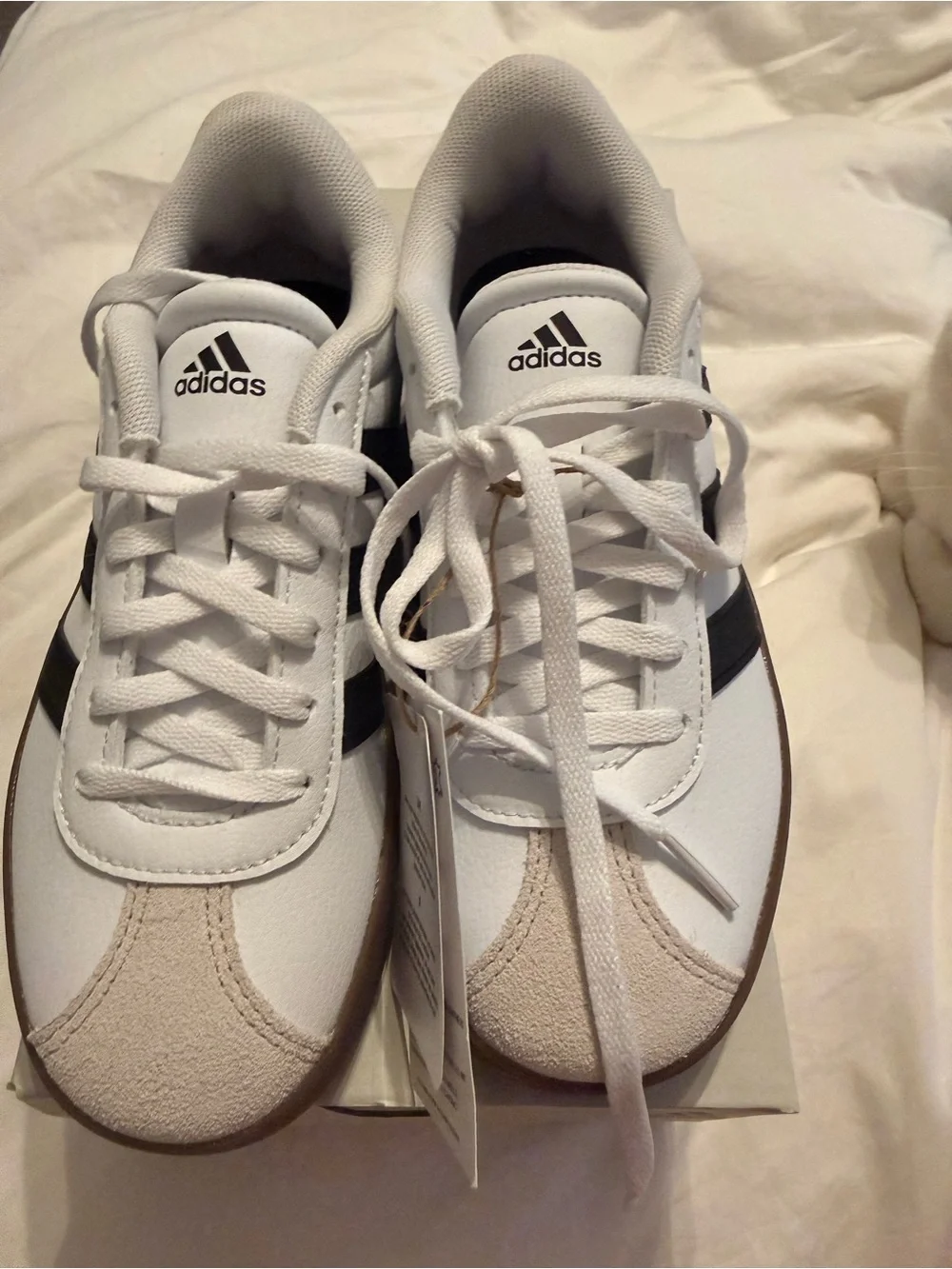 adidas Kids White Black Gum Sole VL Court Sneakers